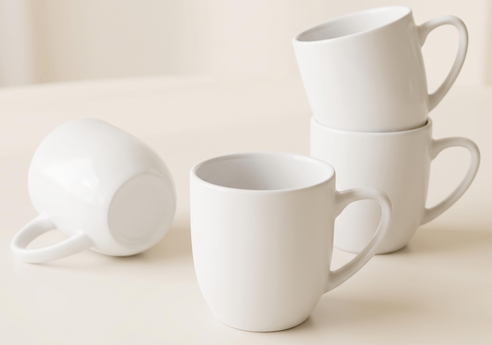 CACASO 4 Pack Stackable Coffee Mugs, 9 oz, White