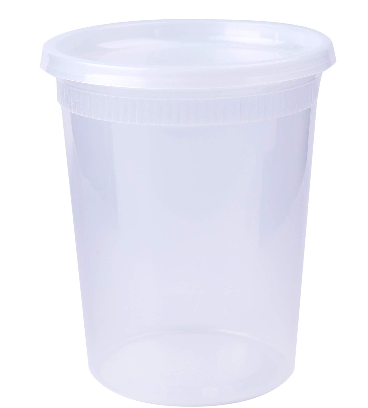 Lawei Set Of 50 Plastic Deli Food Containers With Lids - 32 Oz Food Storage Containers Freezer Deli Cups For Soup, Party Supplie