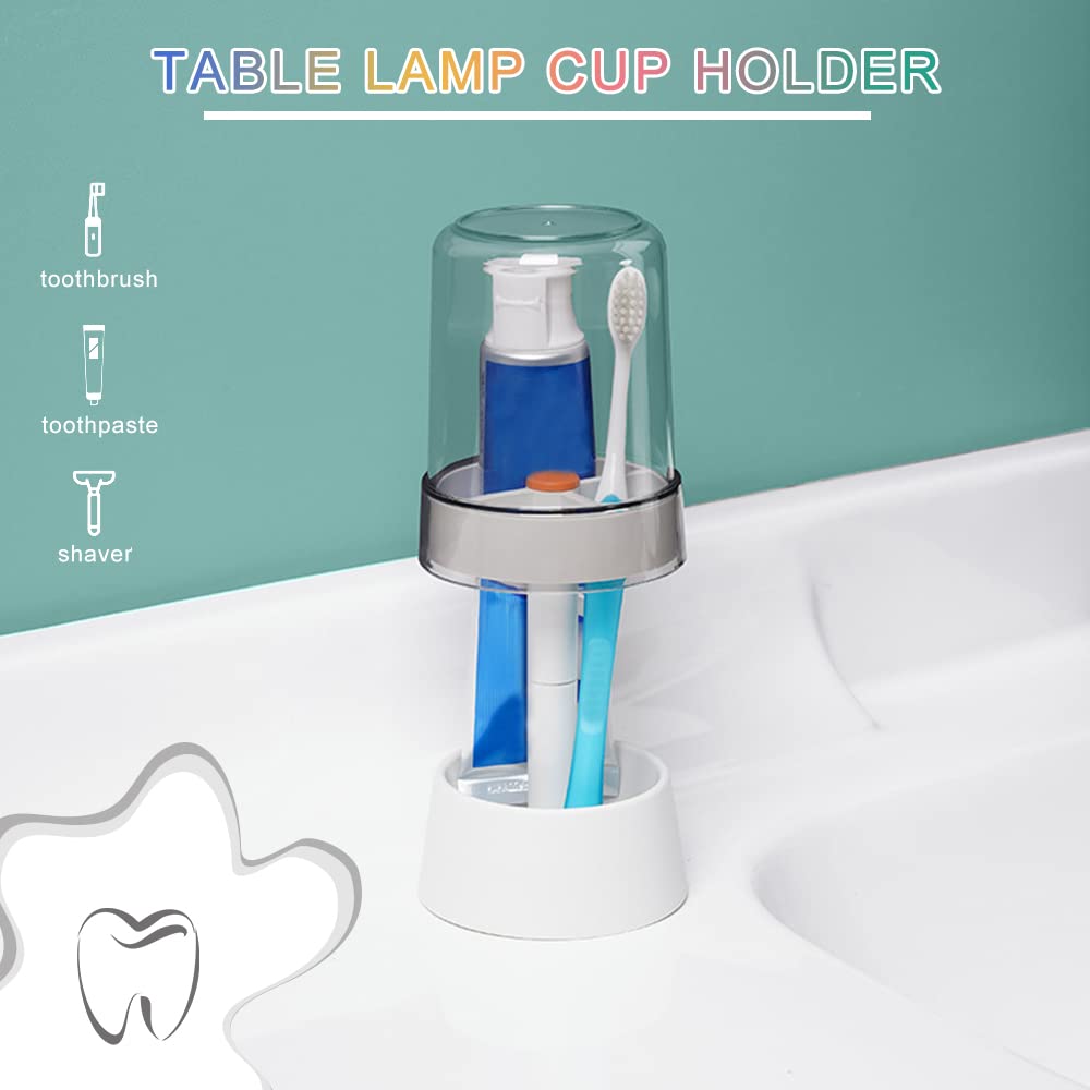 Toothbrush Holder Stand With Tooth Brush Cups/Cover, Toothpaste Holder Stand With 3Slots,Dental Storage Organizer Holder Stand,
