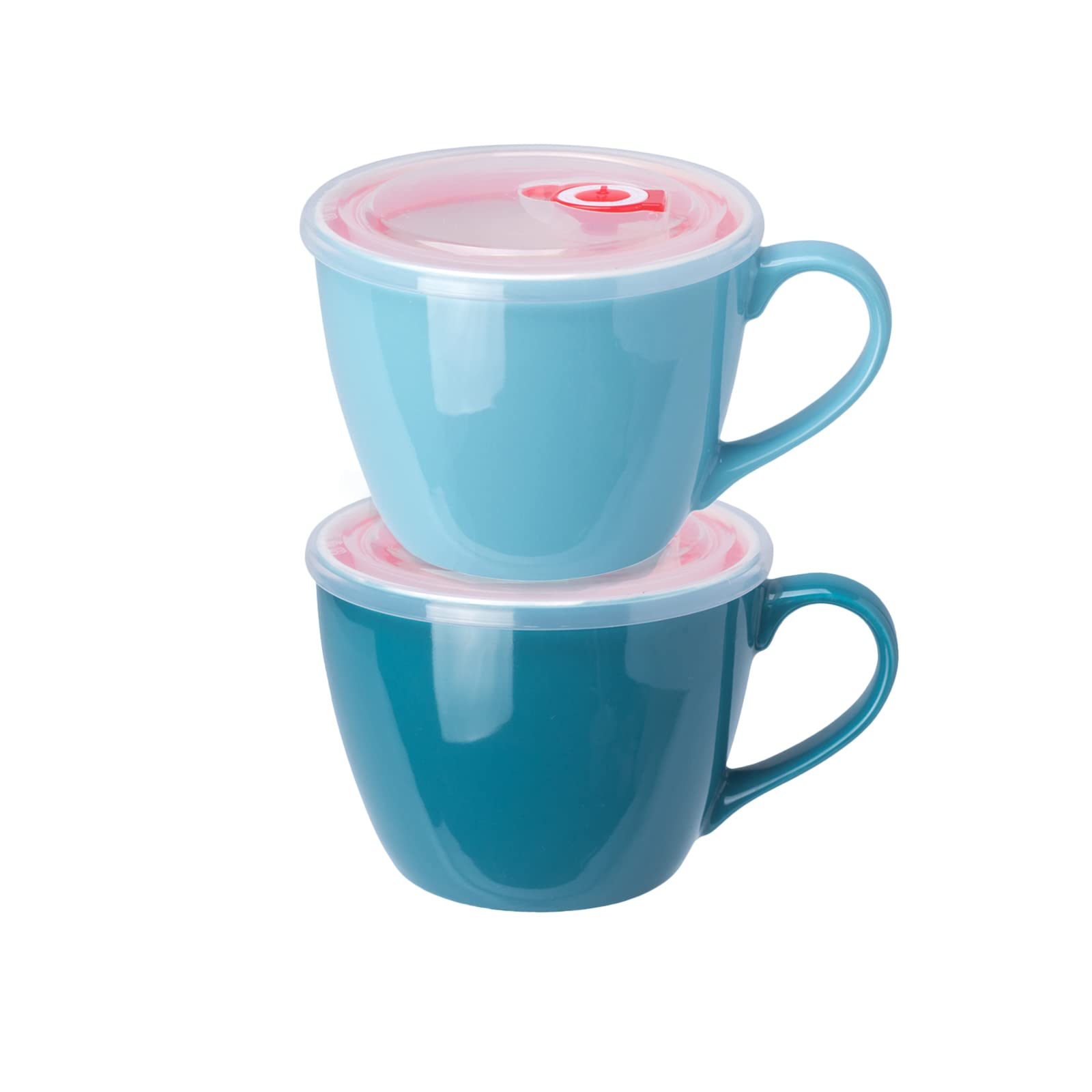 Bowller 30Oz Porcelain Bowl With Lid And Handle For Soup, Salad, Cereal And Instant Noodles, Soup Mug With Heat Preservation Han