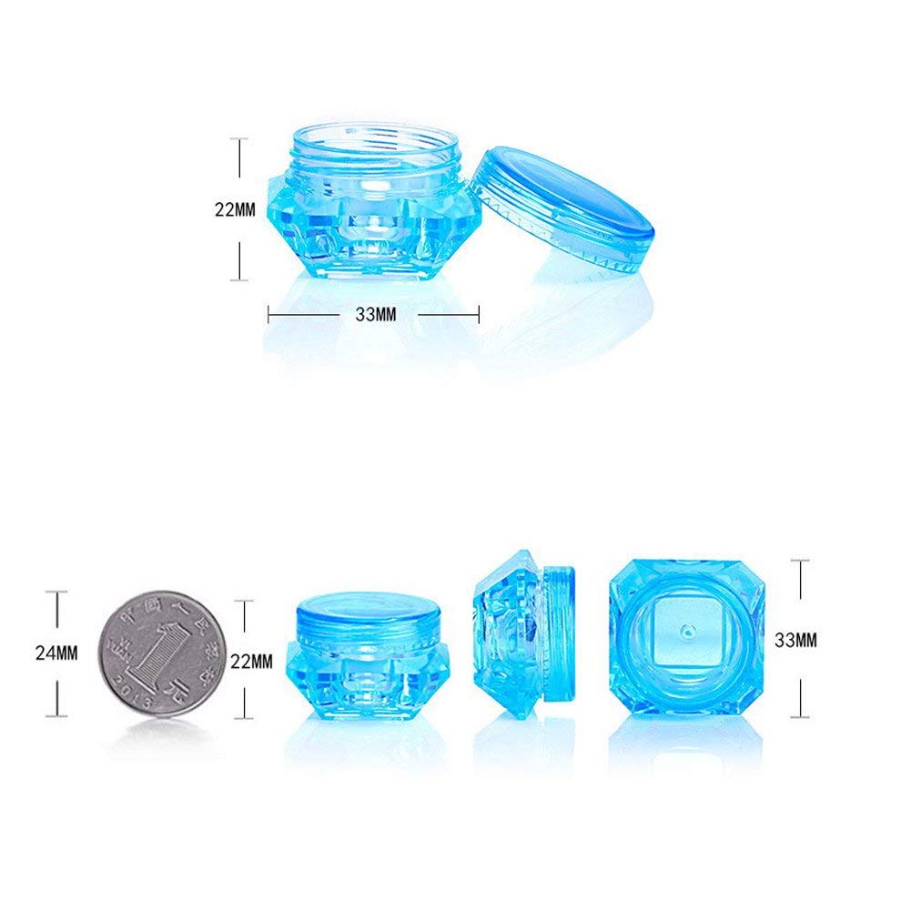 Healthcom 50 Pcs 5 Gram/5 ML Cosmetic Sample Empty Container Plastic Clear Cosmetic Pot Jars with Lids Diamond-shape Makeup Jars Bottles for Eye Shadow Nails Powder Jewelry Mix-Color