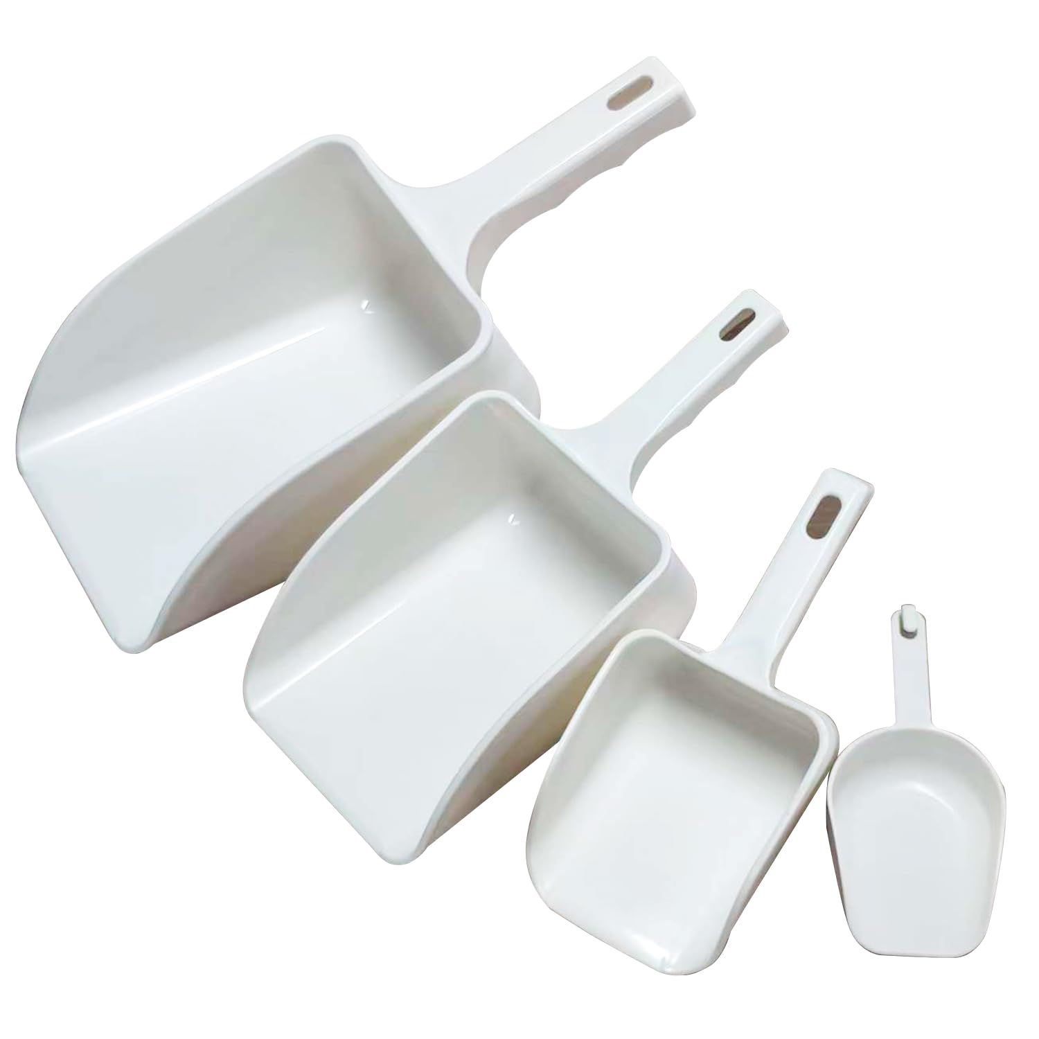 Ice Scoop Set of 4, Includes 6oz,16oz,48oz,80oz, Super Durable, Food Grade PP ice Scooper, Kitchen Scoops for Ice Maker Machine 