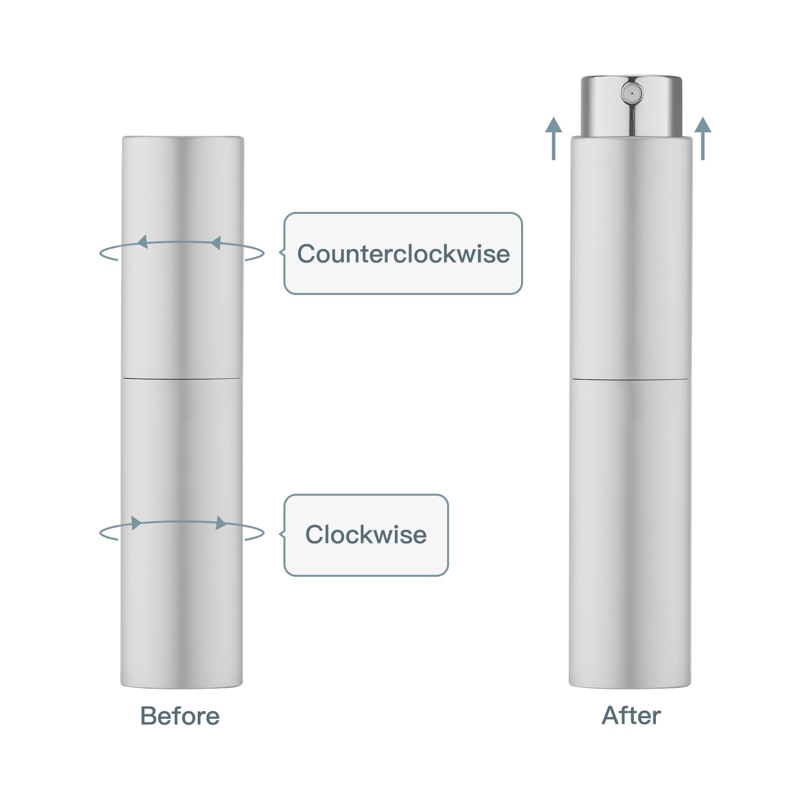 Tekson 10ml Travel Perfume Atomizer - Refillable Mini Cologne Spray Bottle, Sliver