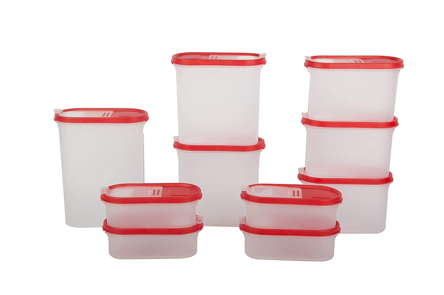 Cutting Edge Flip Top Modular Storage Container Red (Set Of 10)