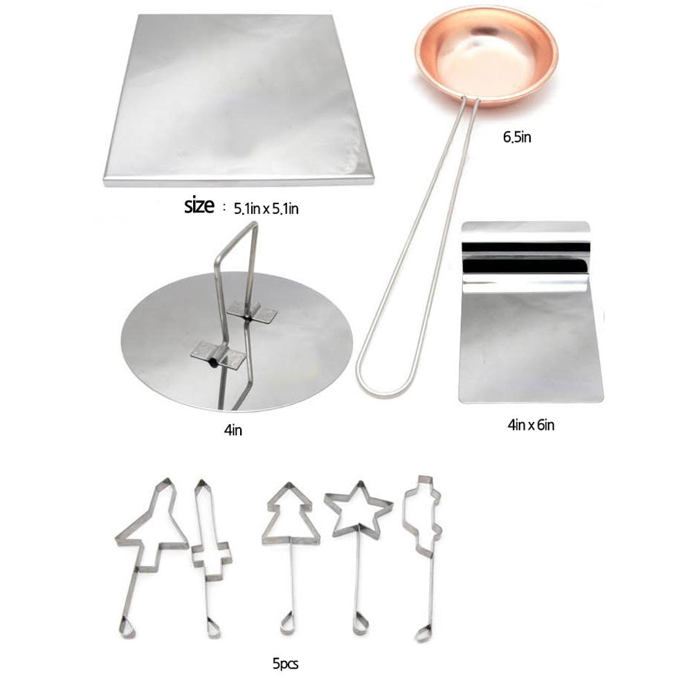 Dalgona Korean Sugar Candy Making Tools Set Dalgona (9Pcs In 1Set), Mold, Press Stainless Steel (Package Vary, One Of Three Type