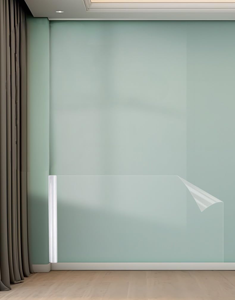 Wall Protector, Clear Electrostatic Adsorption Film Stickers(1.48Ft X 16.4Ft) For Kitchen & Office -Shield Paint From Oil Splash