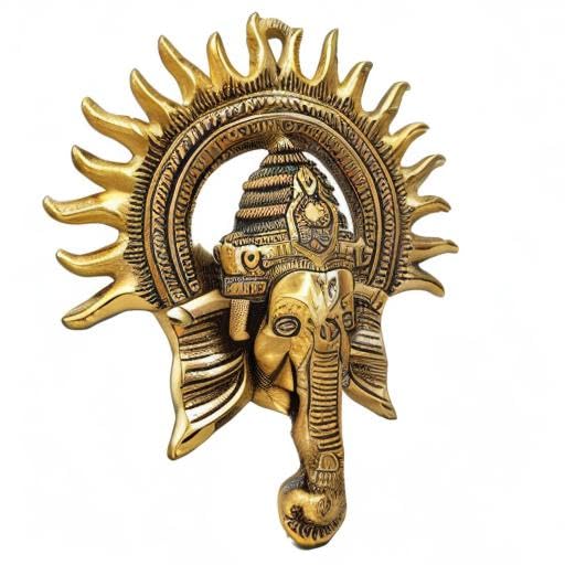 Rsn Gold Metal Decorative Beautiful Elegant Ganesha Wall Hanging For Home Decor (8 X 9.5Inch)