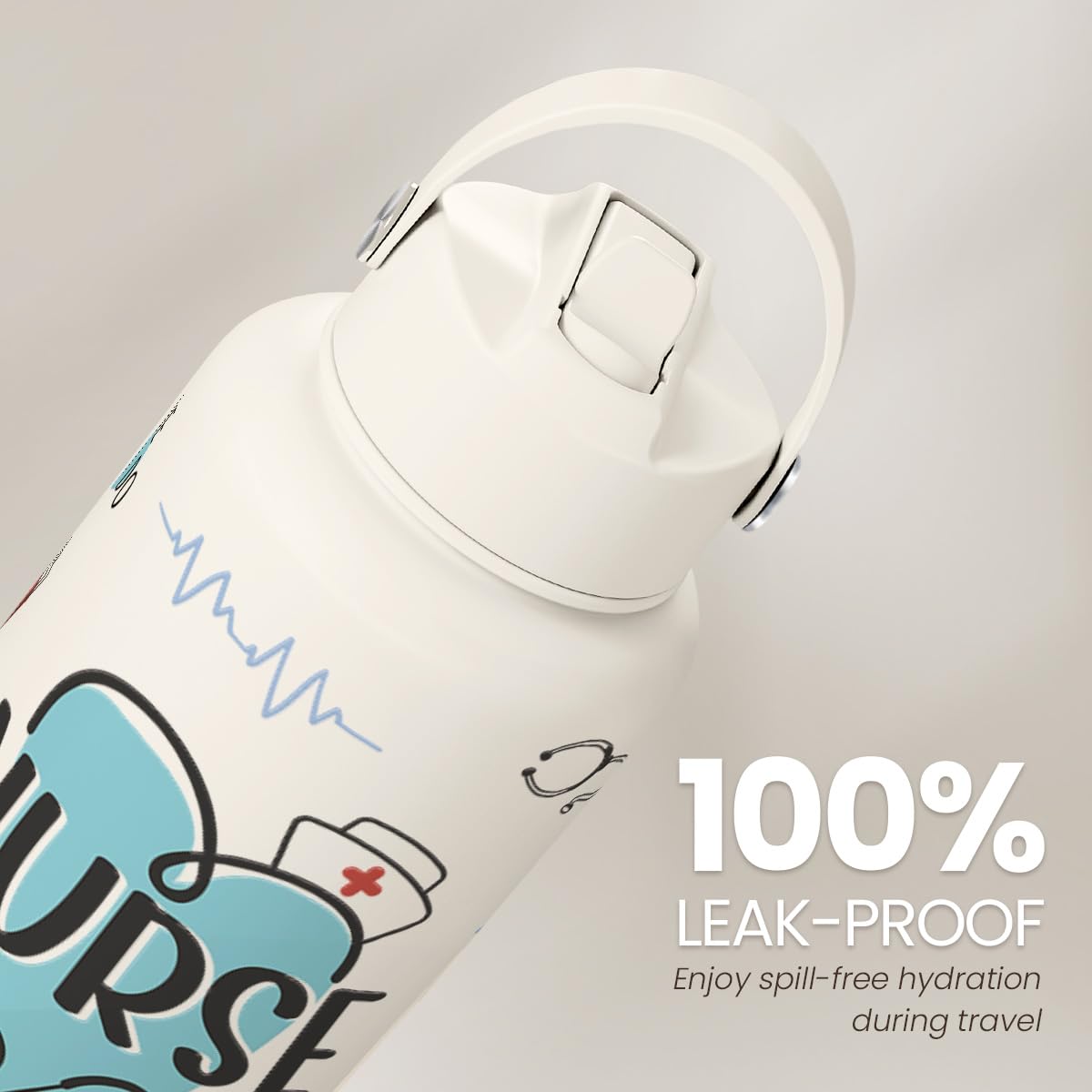 Nurse Water Bottle 32oz Stainless Steel Insulated with Lid, Nurse Gifts for Female Nurses, Medical Staff Inspiration Gifts for N