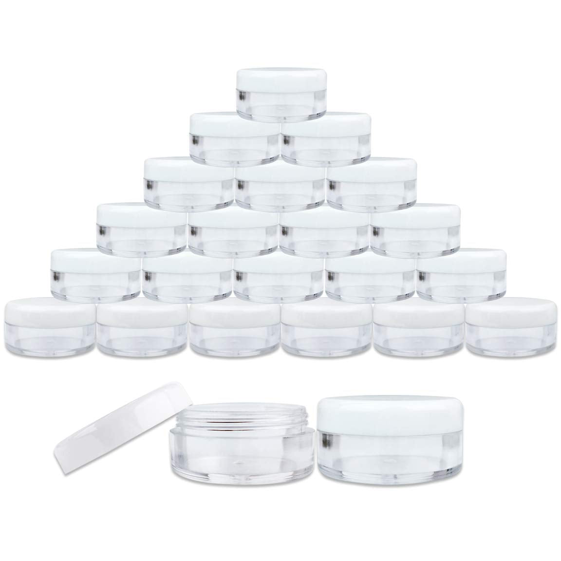 Beauticom (Quantity: 200 Pieces) 5G/5Ml Round Clear Jars With White Lids For Lotion, Creams, Toners, Lip Balms, Makeup Samples