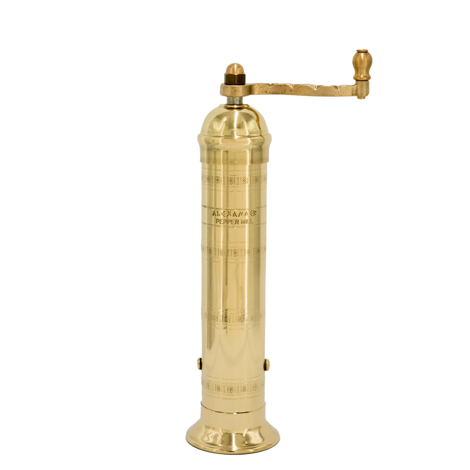 Alexander Home The Original Greek Pepper Mill 9 Inch Tall | European Pepper Mill Grinder with Crank Handle | Manual Pepper Grind