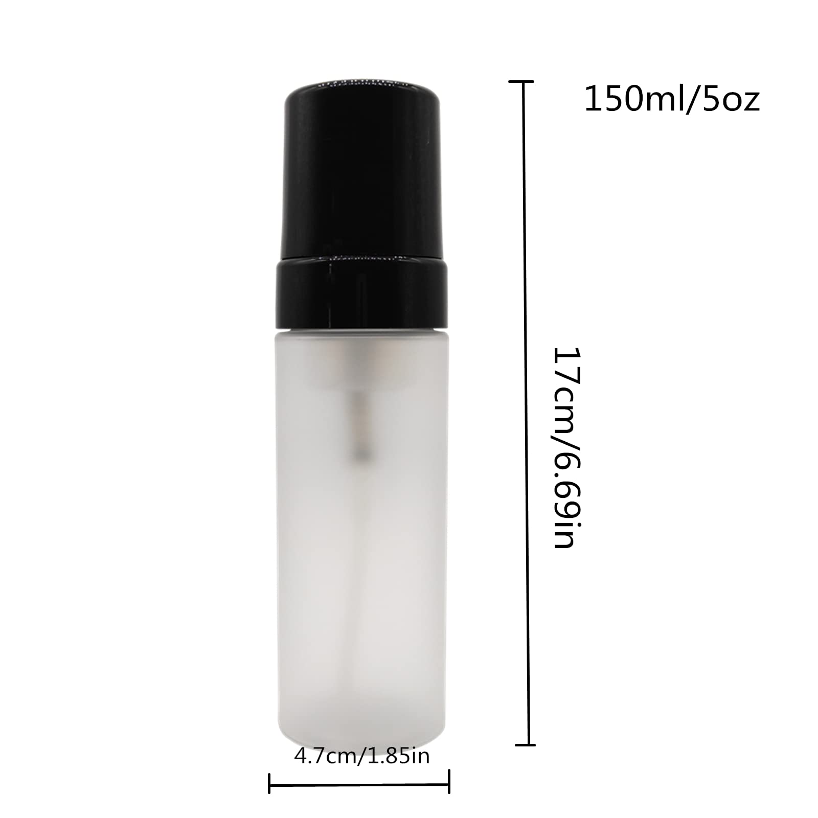 150Ml Empty Foam Pump Bottle, 5Oz Foaming Dispenser Soap Plastic Container For Facial Cleanser Shampoo Hand Soap (Clear Matte+Bl