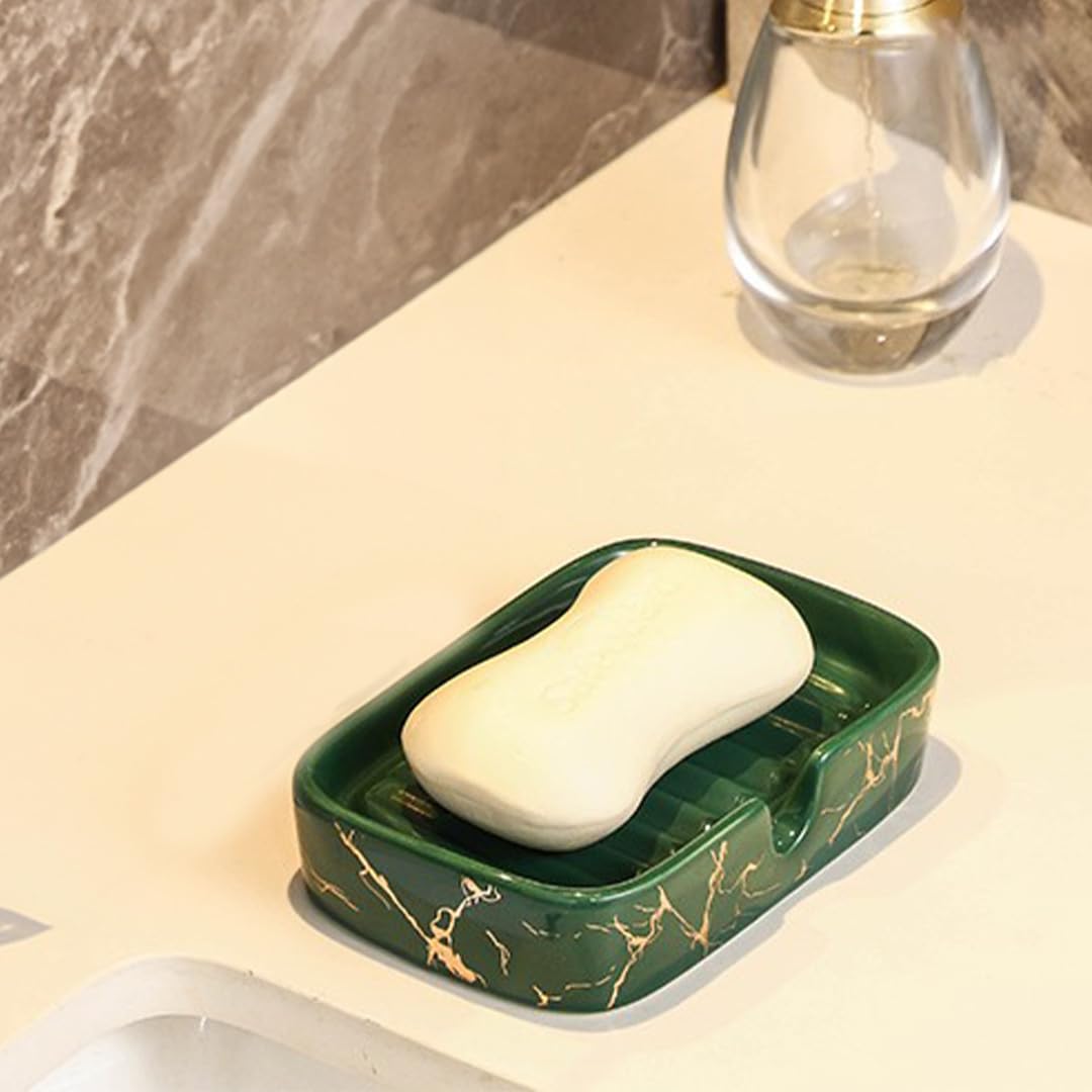 The Better Home Ceramic Soap Case,Soap Dish Tray | Bath Accessories For Bath, Tub Or Wash Basin |Green