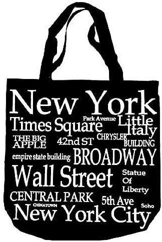 New York Black And White Canvas 100% (14 Inches) Cotton New York City Tote Bag Souvenir