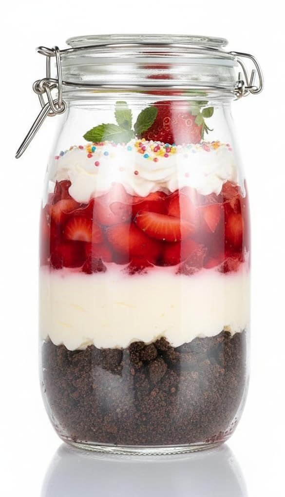 Kuopio Glass Storage Jars With Buckle Lid, Clear Airtight Food Containers With Metal Clamp And Silicone Gasket For Kitchen Organ