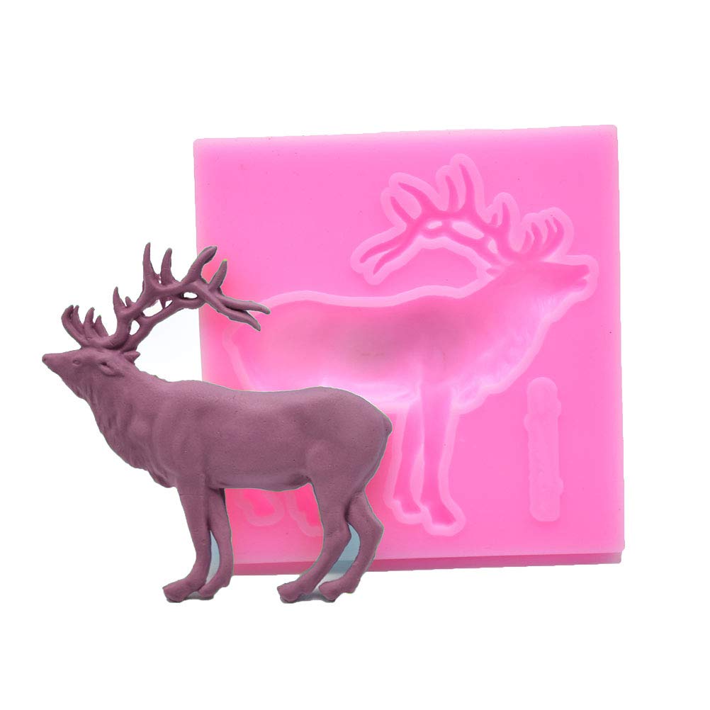 Doitool Chocolate Molds Christmas Silicone Mold Soap Chocolate Candy Fondant Cake Mold Deer Elk Shape Kitchen Baking Tool () Res