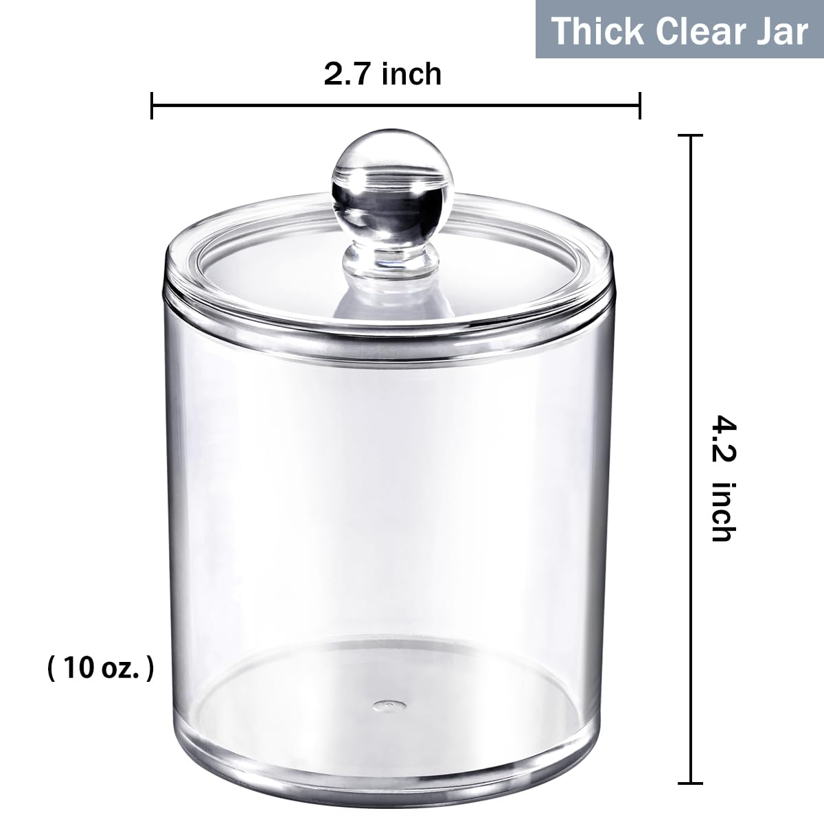 15 Oz Qtip Dispenser Apothecary Jars Bathroom with Labels - Qtip Holder Storage Canister Clear Plastic Acrylic Jar for Cotton Ball Cotton Swab Q-tips Cotton Rounds (2 Pack Small)
