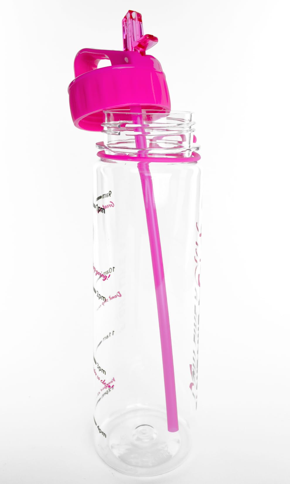 Fight Like A Girl Brave Slimkim 30 Oz Motivational Water Bottle With Time Marker & Straw For Breast Cancer Awareness - Reusable