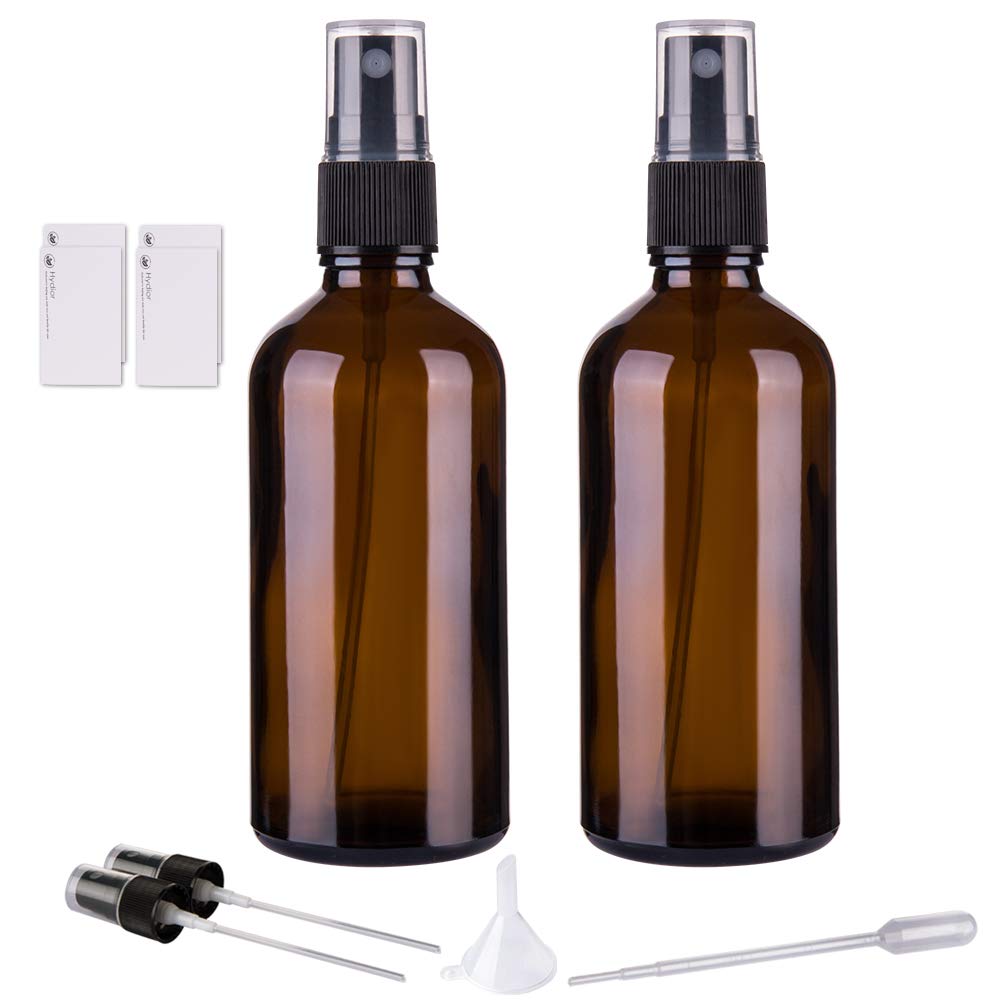 Hydior Amber Glass Spray Bottles For Essential Oils, 4Oz Empty Small Fine Mist Spray Bottle 2 Pack