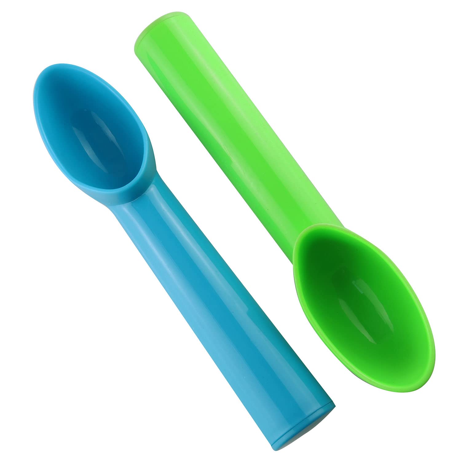 Jcbiz 4Pcs Plastic Ice Cream Scoop Fruit Spoons Melon Baller Watermelon Scooper Kitchen Accessories 4 Colors (Orange, Green, Blu