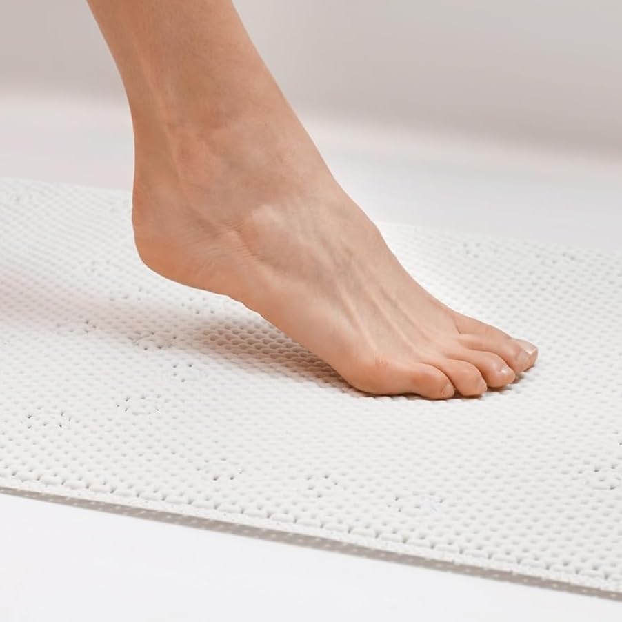 Clorox By Duck Brand Cushioned Foam Bathtub Mat, Non Slip Bath Mat With Suction For Comfort And Safety, 17'' X 36'', White