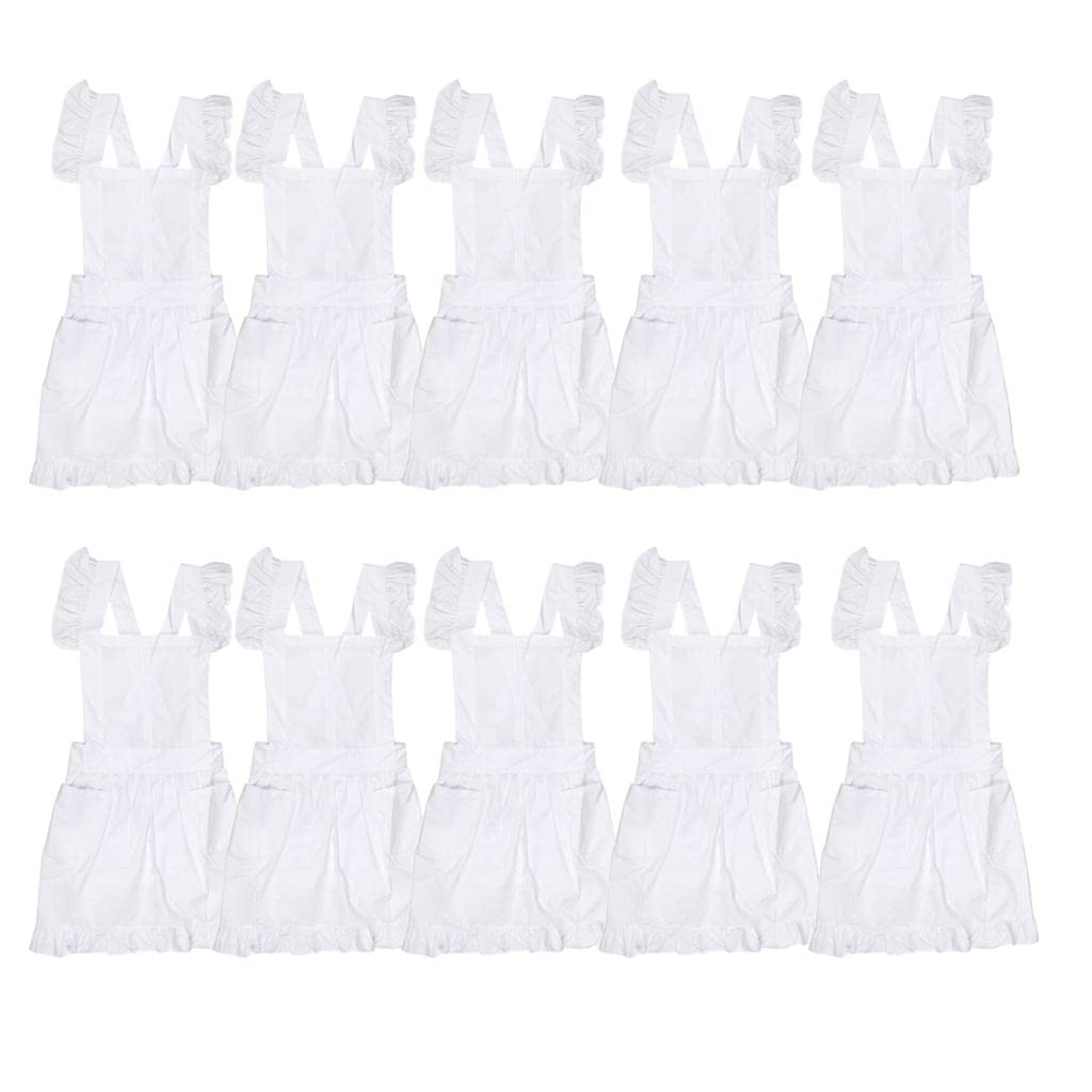 10Pieces Sleeveless Victorian Pinafore Apron Maid Smock Costume Ruffle Pockets For Cooking Or Theatre Perform