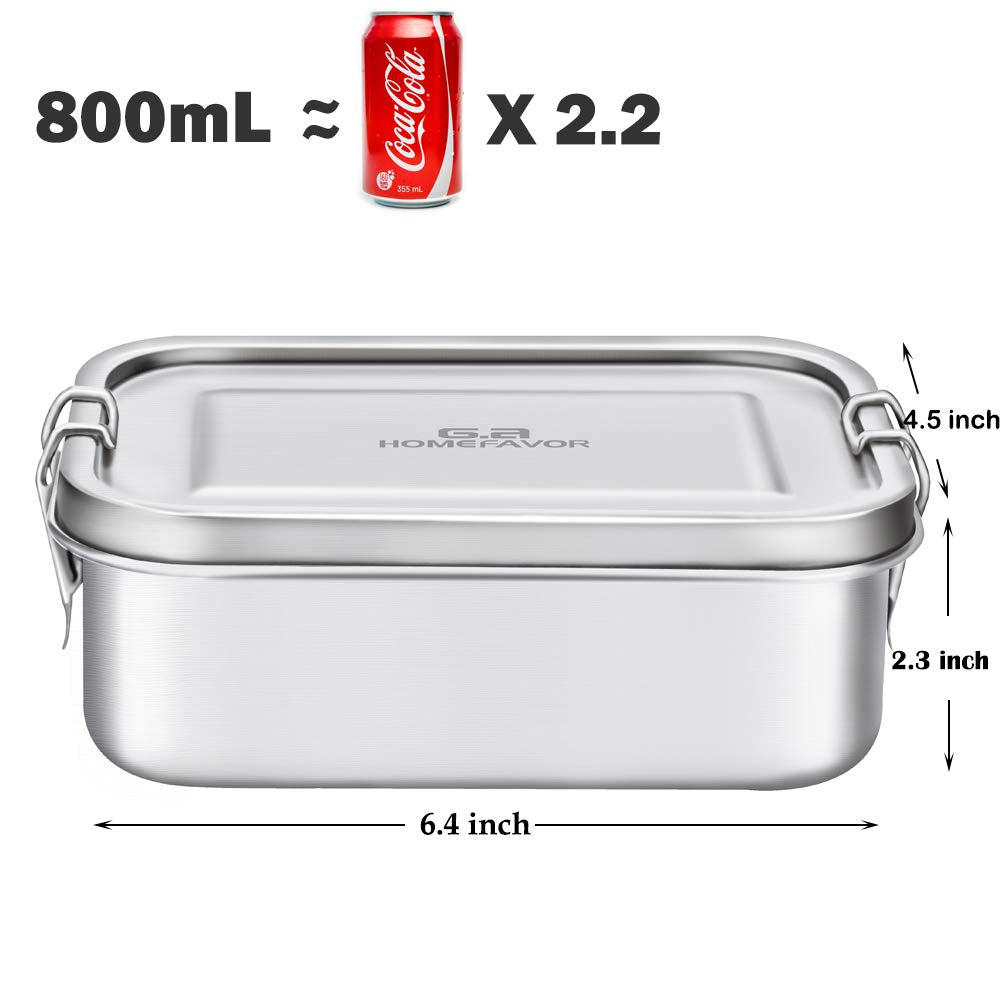 G.a HOMEFAVOR Bento Lunch Box  Stainless Steel Lunch Containers Leakproof  Metal Lunch Containers for Adults  800ML  Dishwasher Safe  BPA Free
