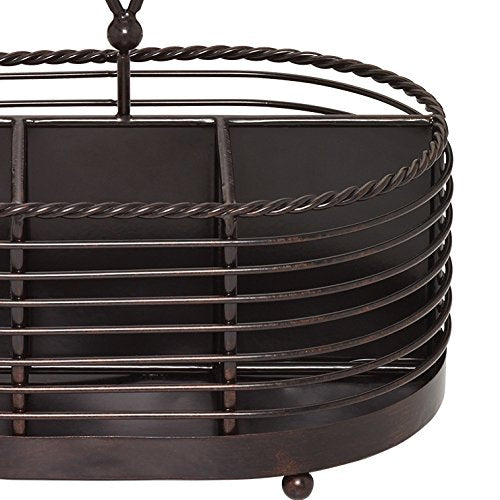 Gourmet Basics By Mikasa Rope Metal Tabletop Flatware And Napkin Picnic Caddy, 10'', Antique Black