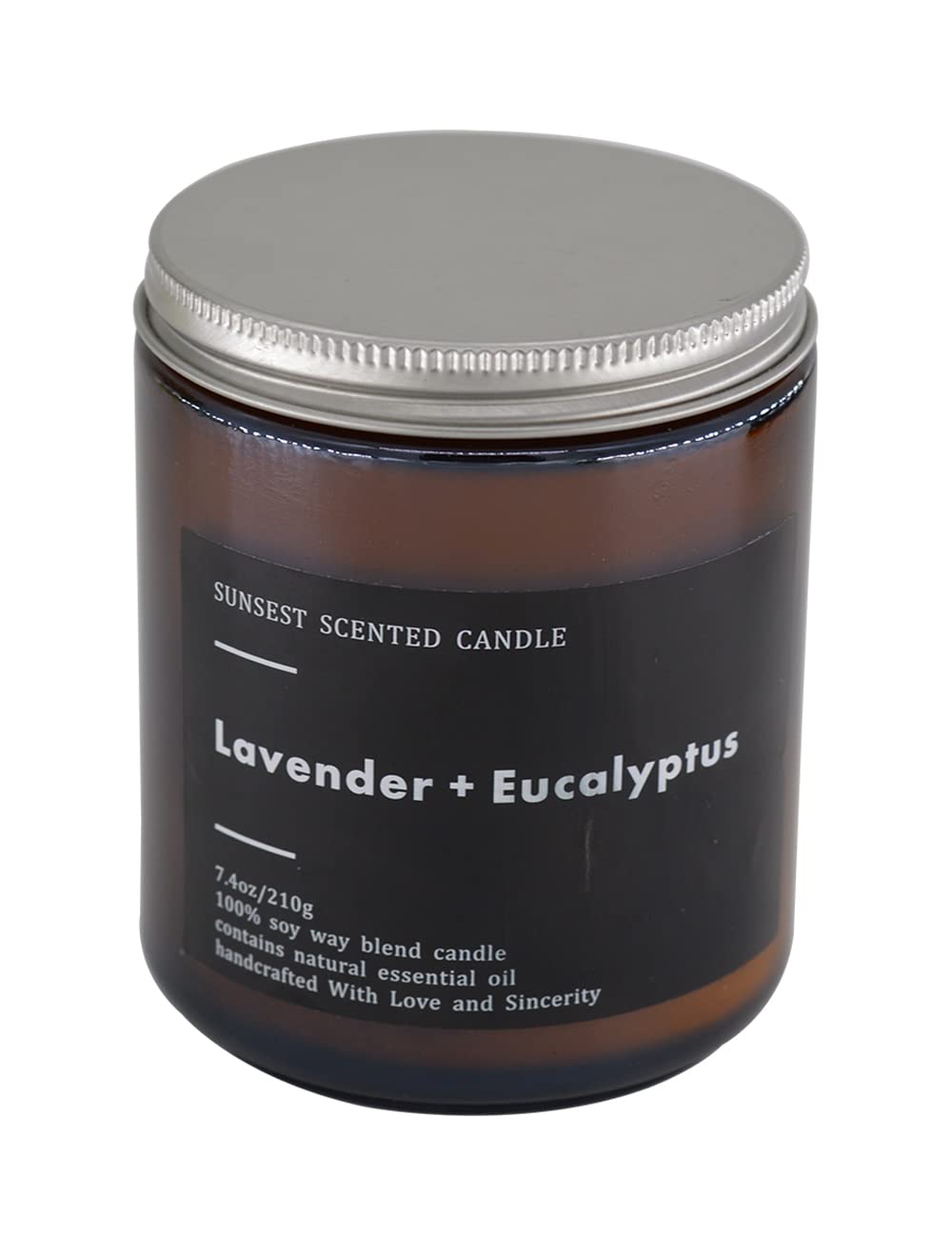 SunSest Scented Candle - for Home and Gifts - Lavender & Eucalyptus - 100% Natural Soy Wax and Pure Essential Oils - Women and M