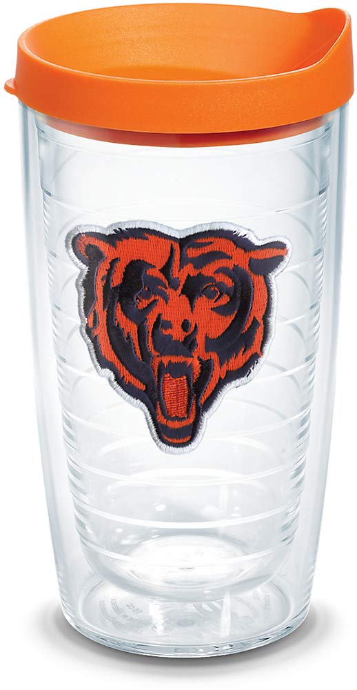 Tervis Made In Usa Double Walled Nfl Chicago Bears Insulated Tumbler Cup Keeps Drinks Cold & Hot, 16Oz - Orange Lid, Primary Log