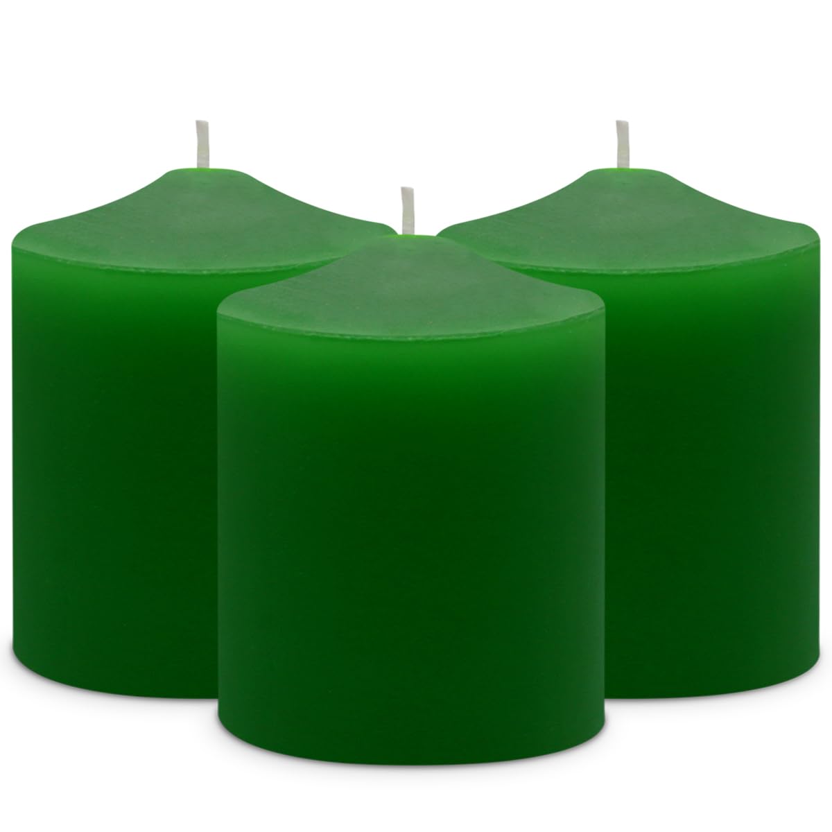 3x4 Inch Green Pillar Candles, 3 Packs Unscented Smokeless Pillar Candles for Christmas, Wedding, Party, Home and Dinner Table, 