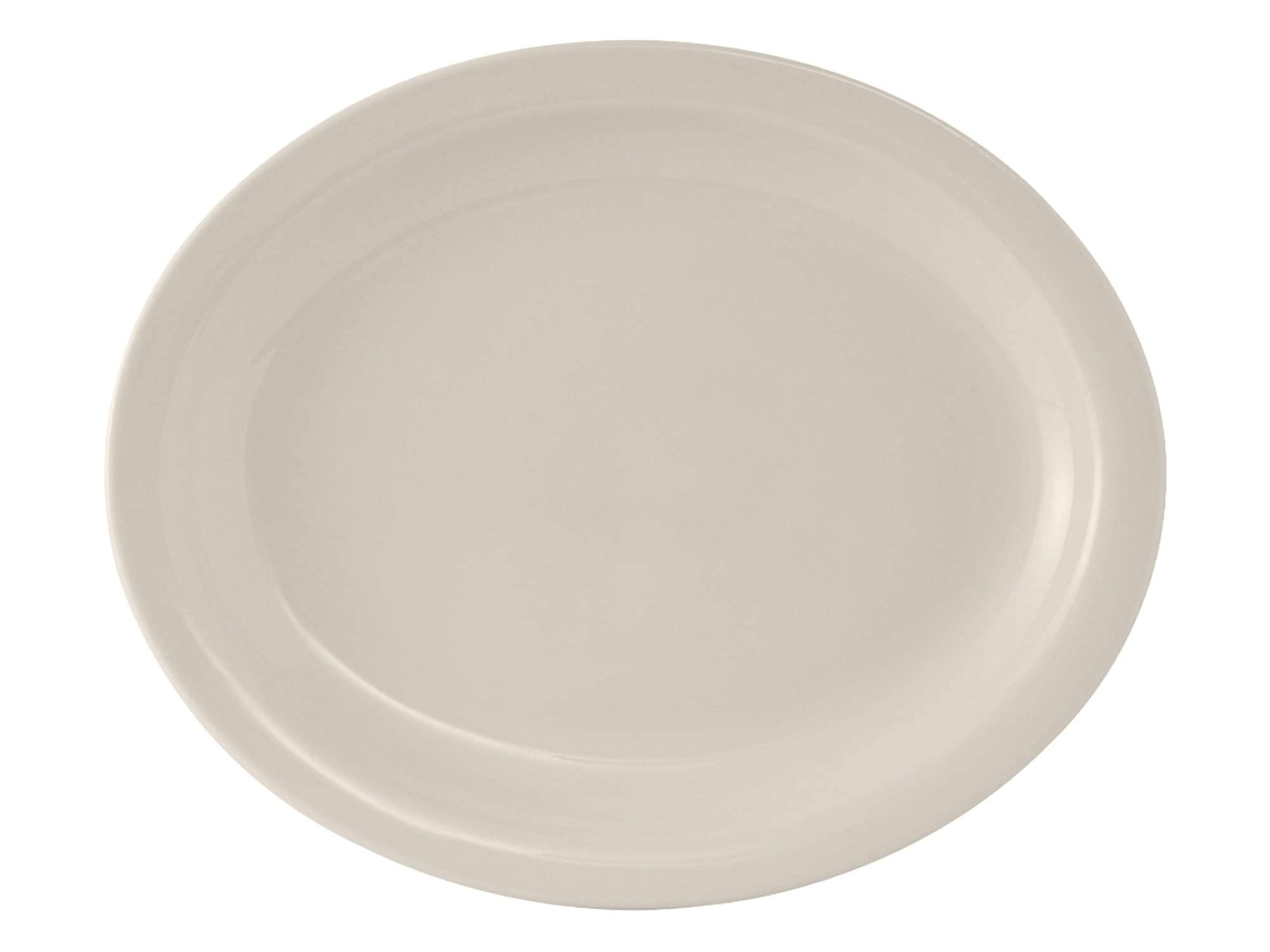 Tuxton China TNR-014 Platter, 13-1/4 x 10-1/2, Oval, Narrow Rim, Microwave and Dishwasher Safe, Oven Proof, Fully Vitrified, Cer