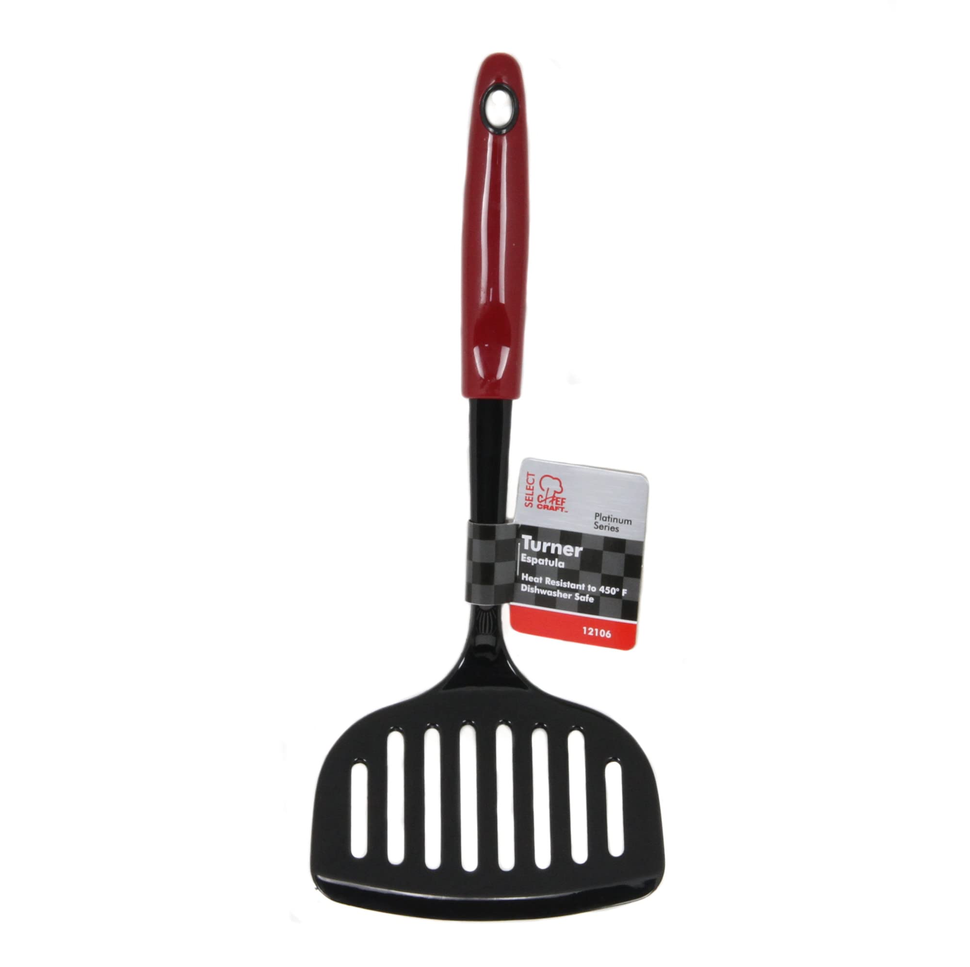 Chef Craft Select Nylon Jumbo Turner/Spatula, 12 Inch, Red