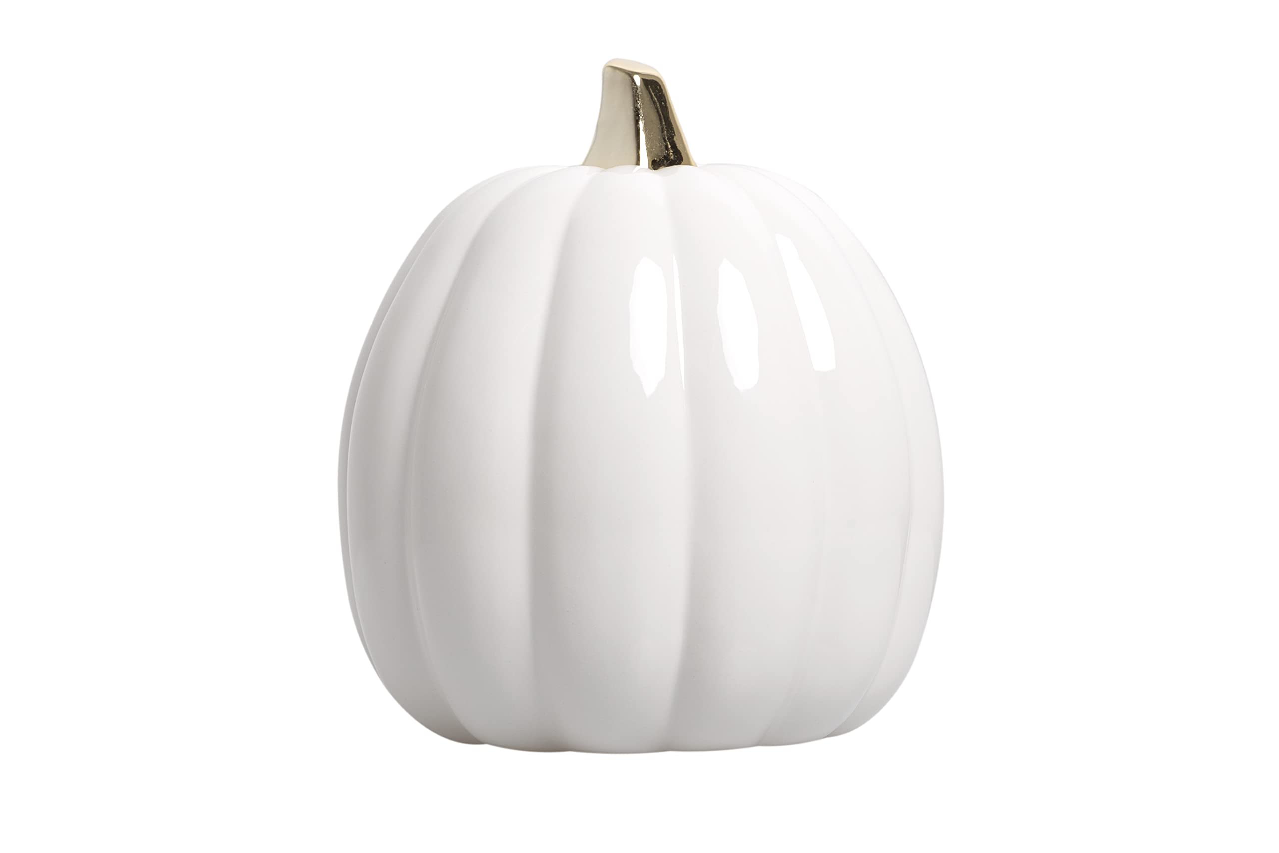 Pearhead White Ceramic Pumpkin, Home Fall D  cor, Modern Holiday Home Decor, Trendy Halloween Decorations, White