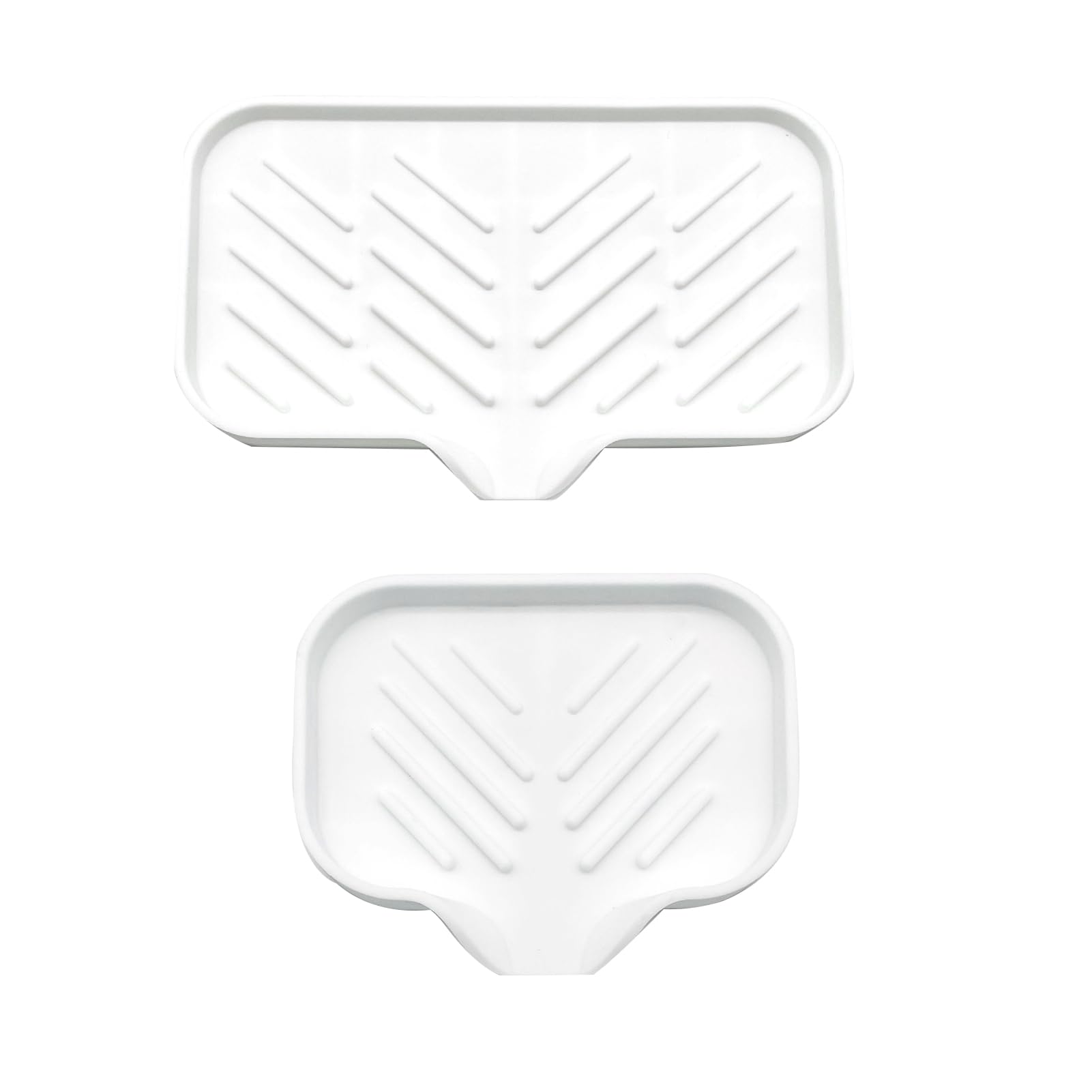 Moodkey 2Pcs Silicone Soap Dishes Tray With Drain Spout, Kitchen Sink Organizer Silicone Sponge Holder For Dispenser, Scrubber,