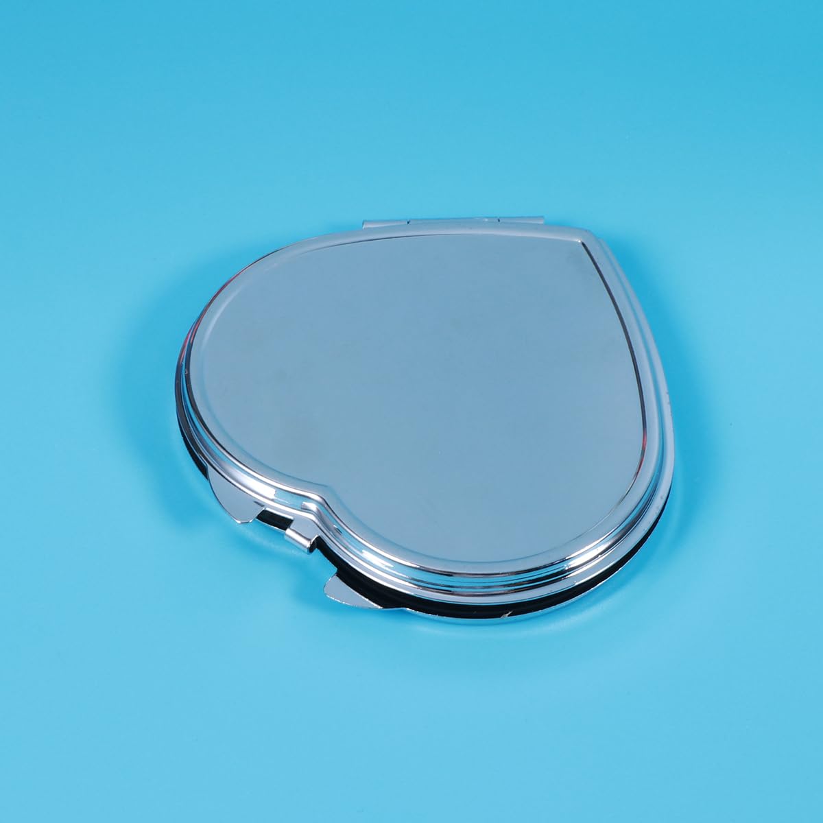 Ultnice Folding Compact Pocket Makeup Mirror Double Sided Handbag Purse Heart Shape Mirror Silver