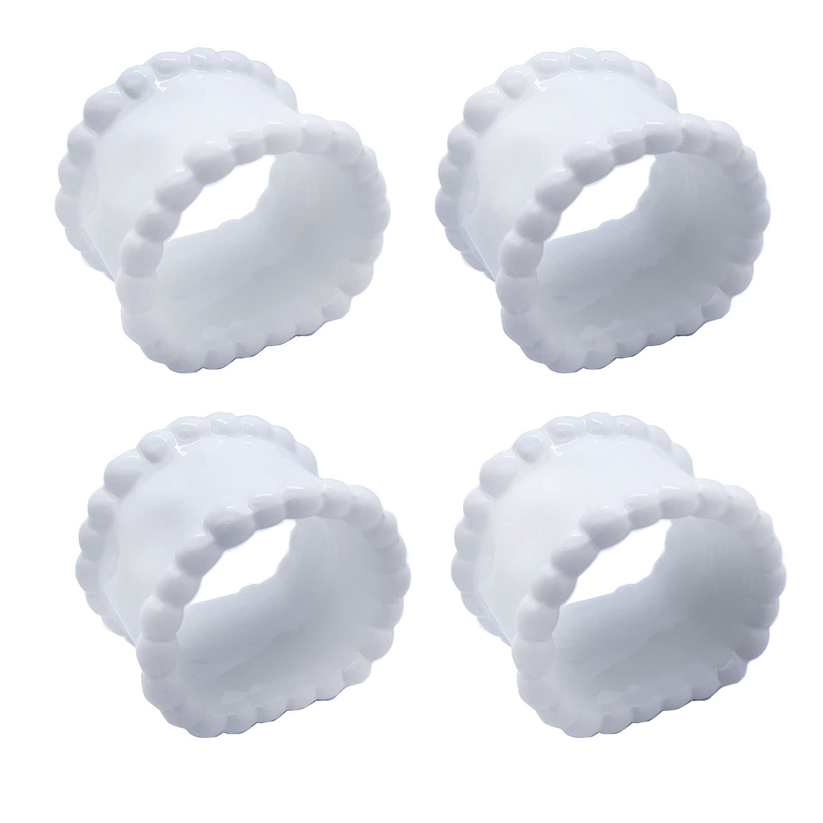 Porcelain Napkin Rings Beaded Napkin Rings For Valentine'S Day, Pack 4 Bead Side Serviette Ring Buckles Round Cloth Napkin Bands