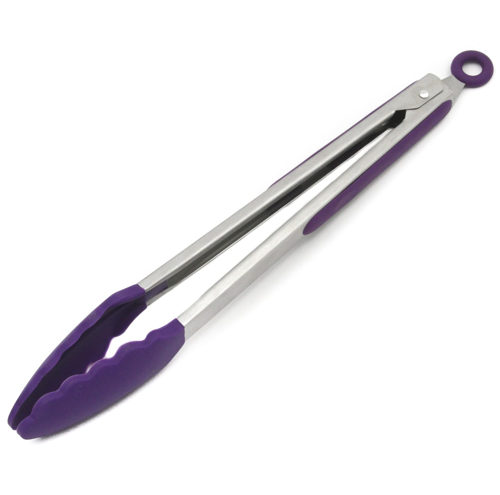 Chef Craft Premium Silicone Cooking Tongs, 12 Inch, Purple