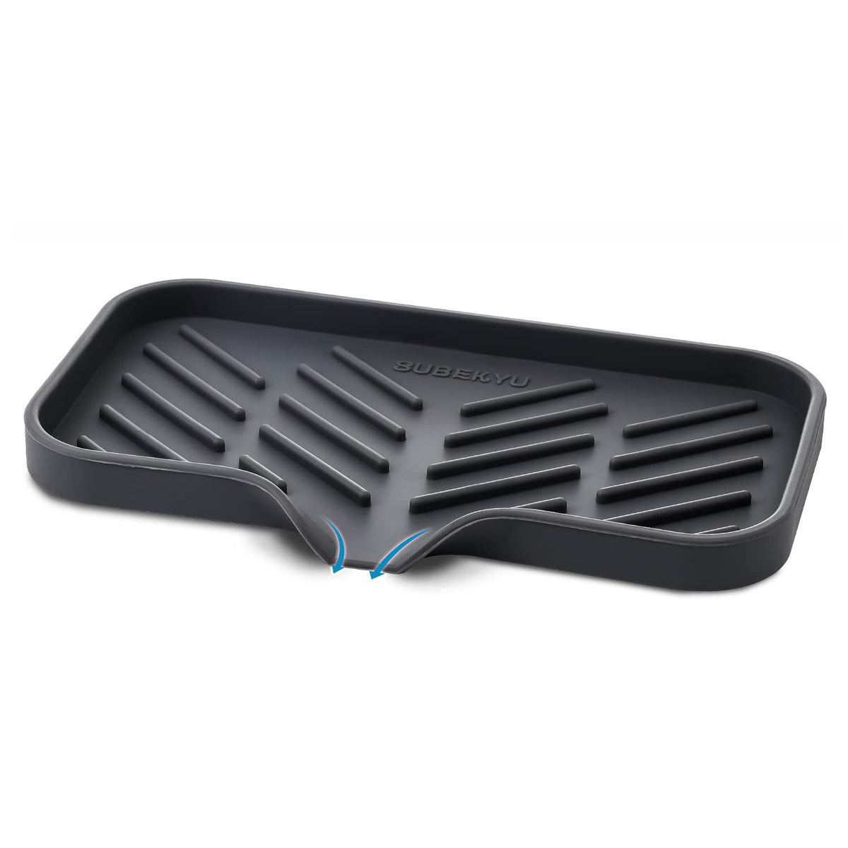 Subekyu Silicone Kitchen Soap Tray, Sink Tray For Kitchen Counter/Soap Bottles, Sponge Holder And Organizer With Drain Spout, Da