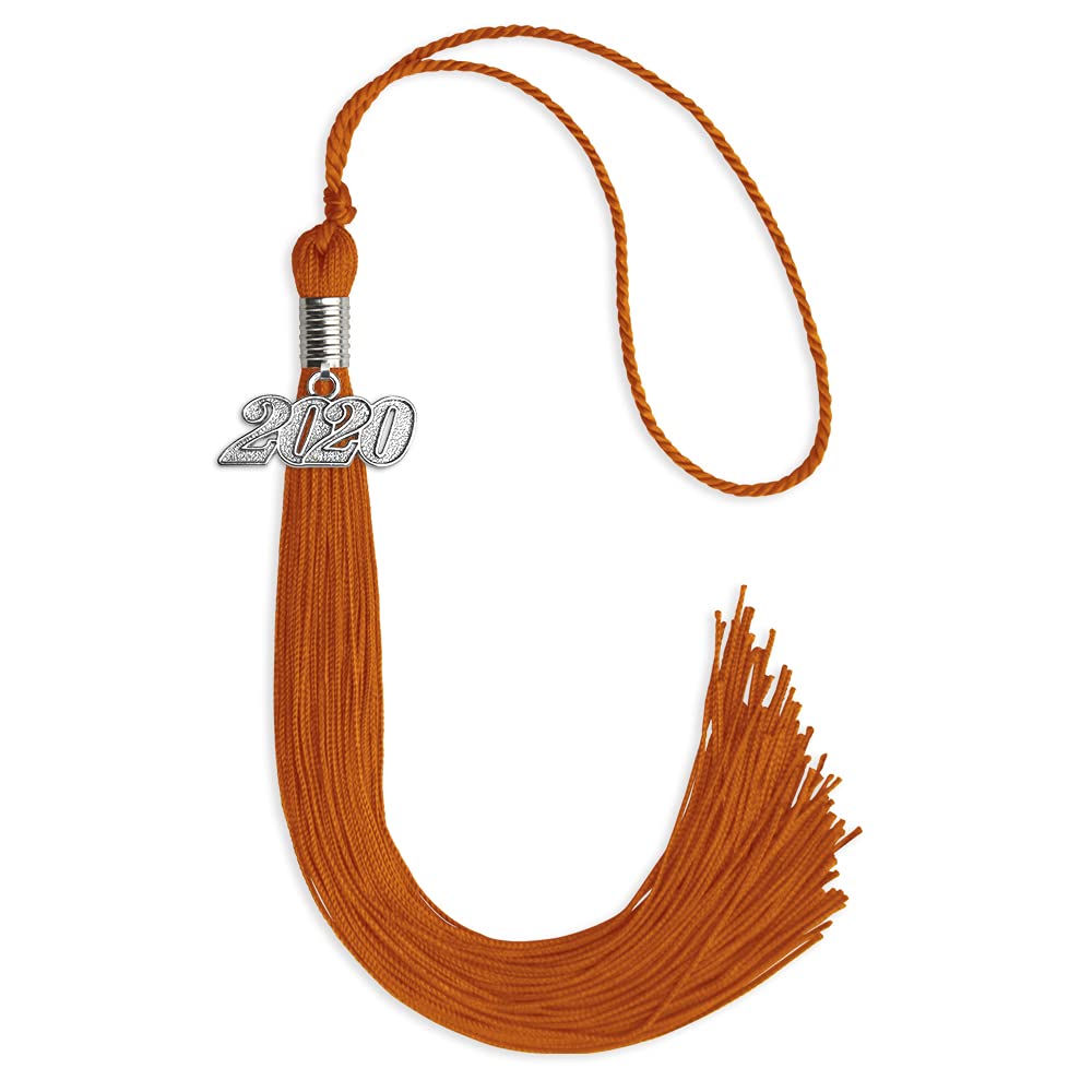 Endea Graduation Single Color Tassel with Silver Date Drop (Orange, 2020)