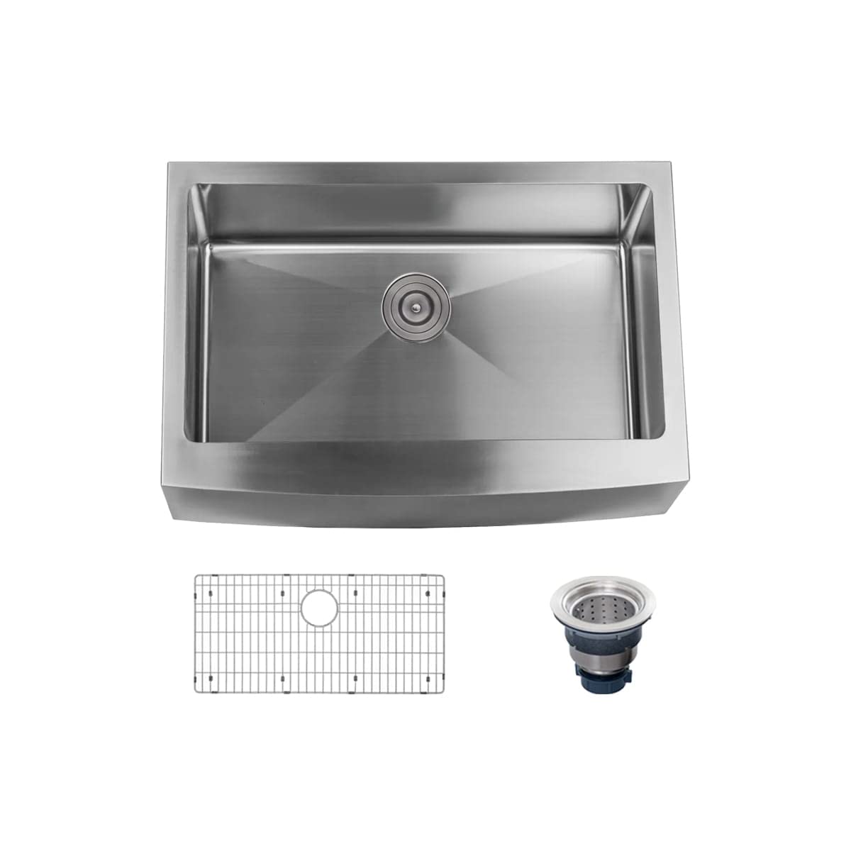 Miseno Farmhouse 30'' Single Basin Stainless Steel Kitchen Sink With Apron Front - Drain Assembly And Fitted Basin Rack Included Free