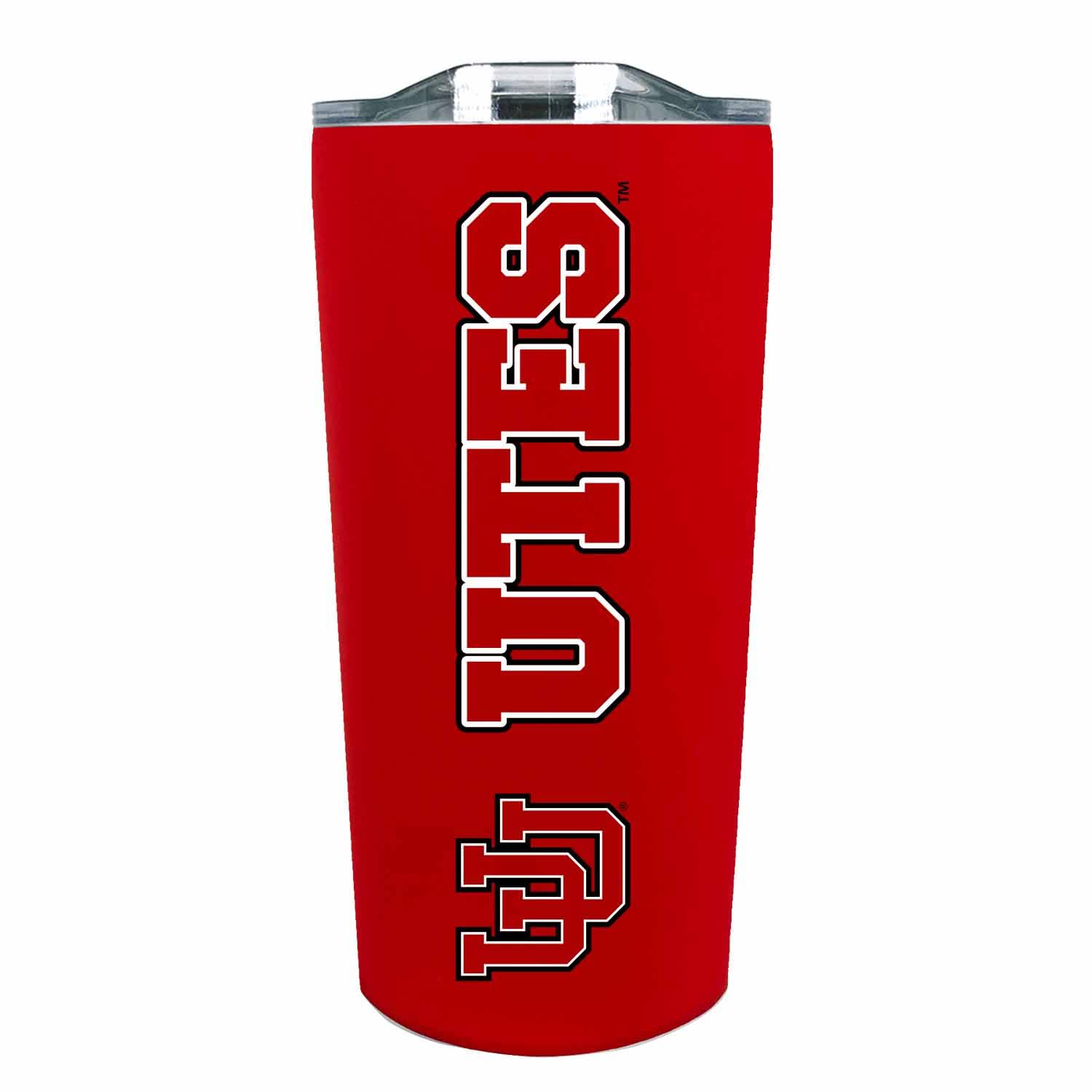 Campus Colors NCAA Stainless Steel Tumbler perfect for Gameday - 18 oz - Double Walled - Keeps Drinks Perfectly Insulated (Utah 