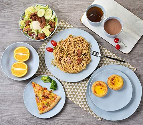 MORGIANA Reusable Bamboo Dinnerware Set for 2 - 8 pcs Camping Dishes, Large Blue, Model SANLE001