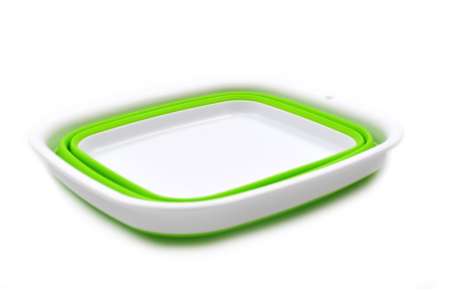 Sammart 2Pcs Kitchen & Outdoor Set : Collapsible Dish Drainer & 7.7L Collapsible Plastic Tub/Basin (2, Grey+Green)