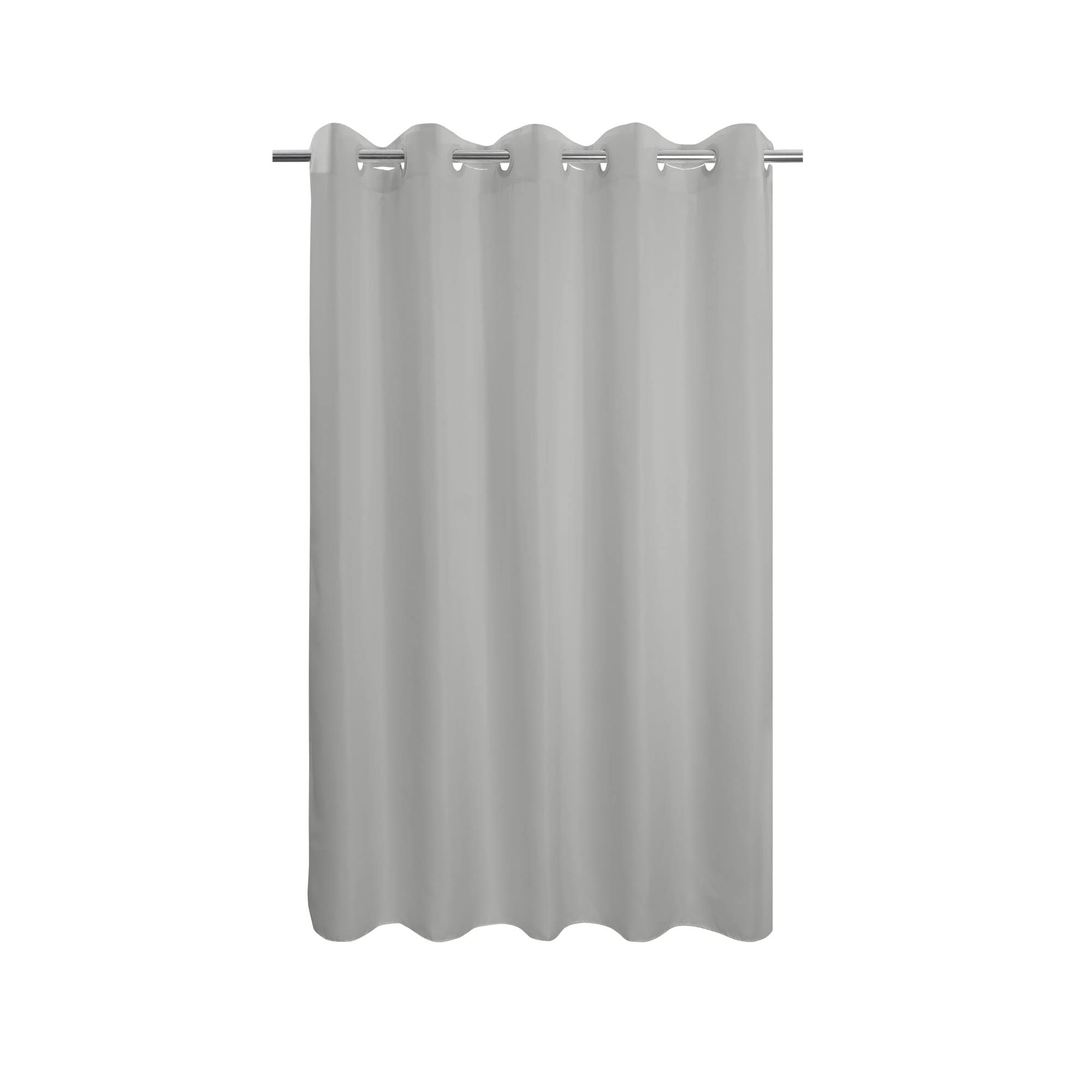 River Dream No Hook Grey Shower Curtain Soft Microfiber & Waterproof - Fabric Shower Curtain Or Liner, Washable & Bottom Magnets
