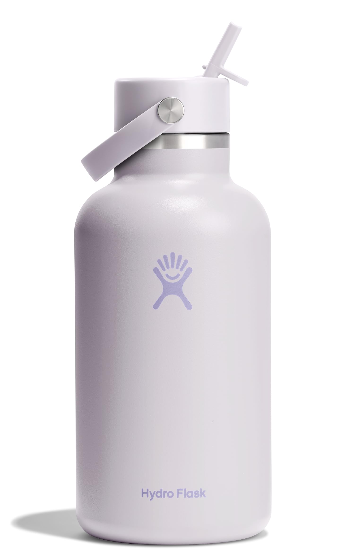 Hydro Flask Water Bottle - Insulated Stainless Steel - Wide Straw Lid, Non Spill, Leakproof in 64 Oz Cloud Pink