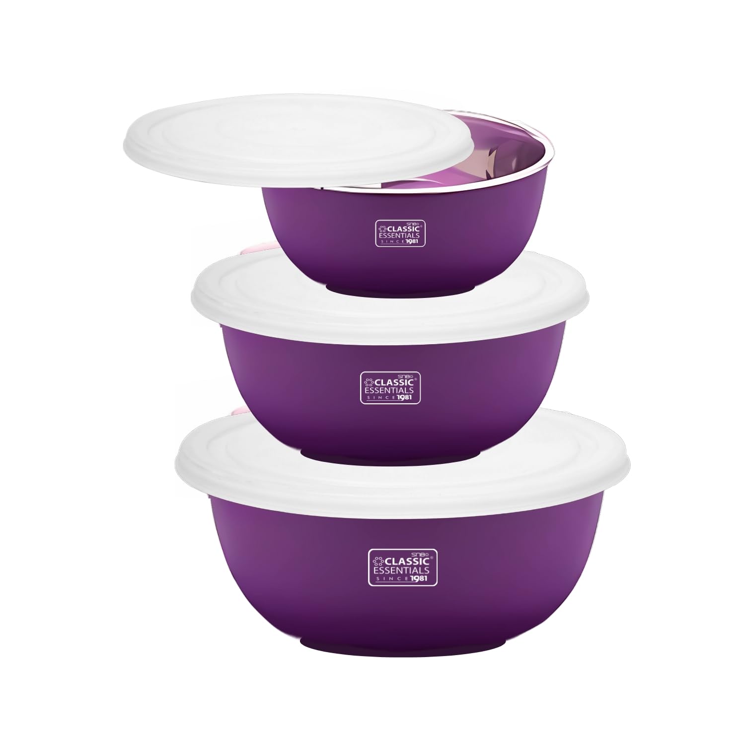 Classic Essentials Stainless Steel Microwave Safe Mixing Bowls Set With Lid (Cream) | Food Serving & Storage Containers For You 