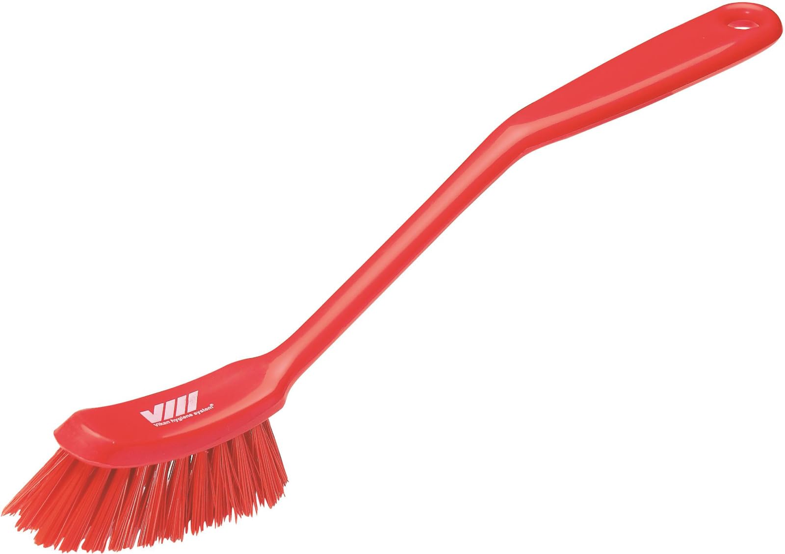 Vikan - Fine Dish Brush - Heavy-Duty, Narrow, Slip-Resistant Cleaning Brush, Polypropylene, Polyester Bristle, 11 Inch, Red, (42