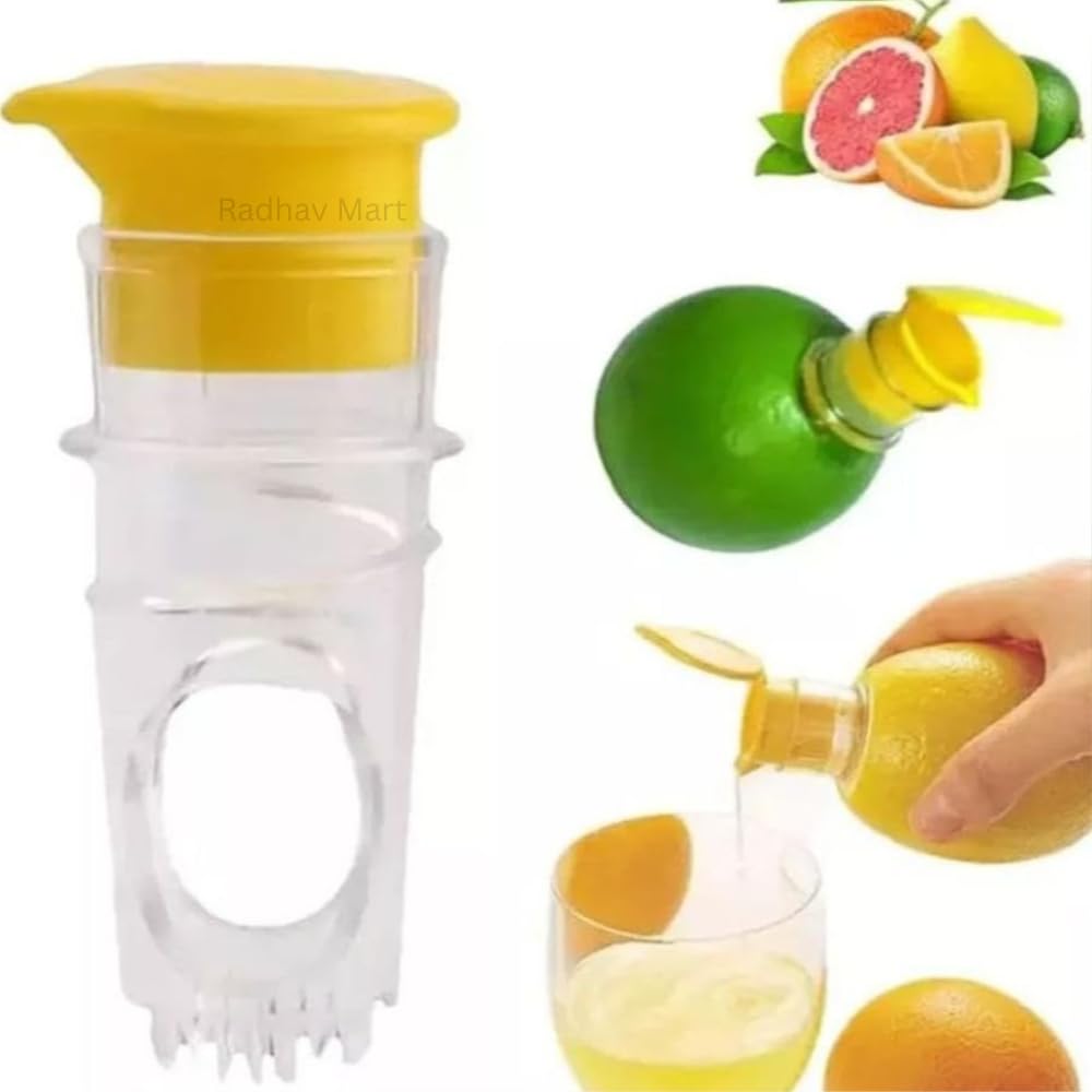 Radhav Mart Lemon Lid Screw Top Squeezer, Small Manual Juicer With ScrewOn Lid, Lime Press Manual Citrus Press, Mini Hand Lemon