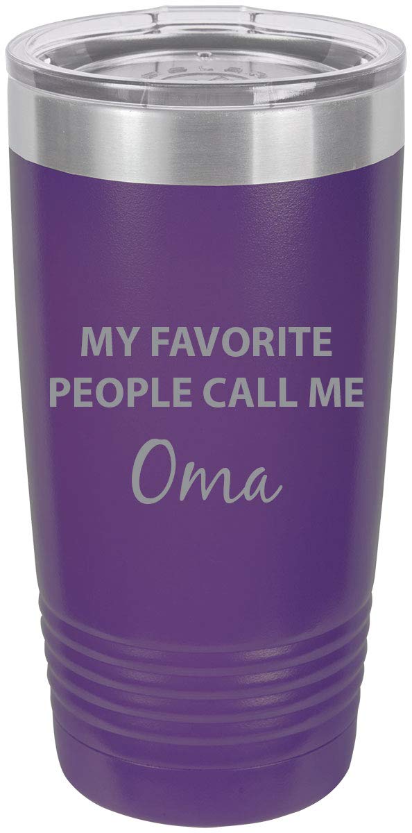My Favorite People Call Me Oma Stainless Steel Engraved Insulated Tumbler 20 Oz Travel Coffee Mug, Purple