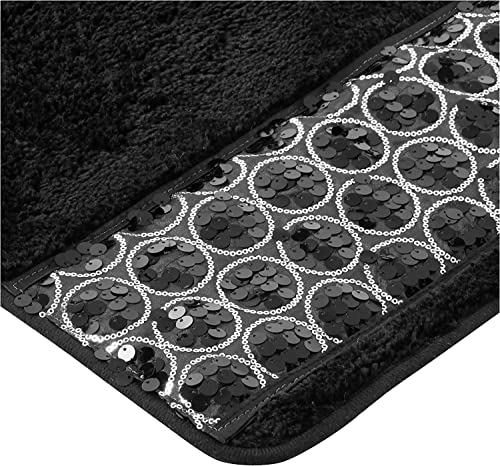 Zahari Home Sinatra Bathroom Rug Classic Bath Rug Stylish Bling Bath Mat, Size 32'' X 21'', Black
